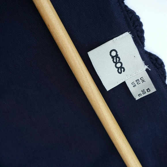 ASOS Women's Navy Crochet Fishnet Overlay Dress 6 - Picture 4 of 7